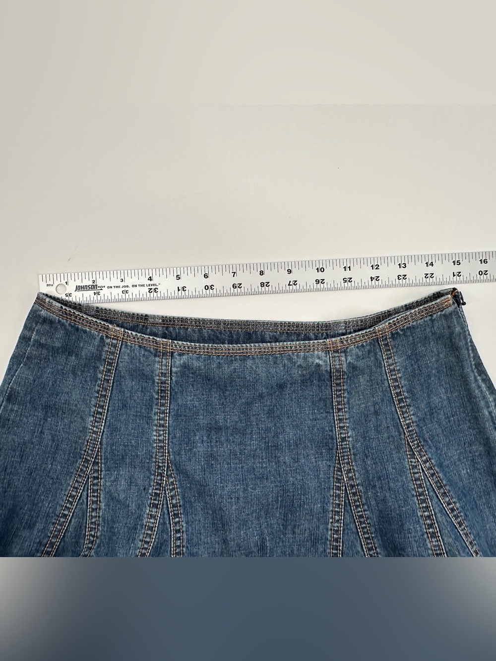 Gap Denim A-Line Midi Skirt Paneled Raw Edge Hem 100% Cotton Size 4 Y2K - Picture 9 of 10